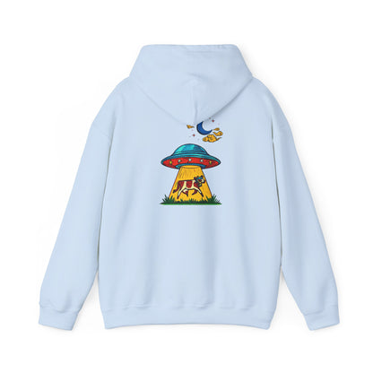 Alien UFO Abduction Hoodie — Colorful Retro Spaceship Graphic