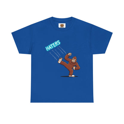 Bigfoot Kicking Haters Tee — Funny Sasquatch Graphic T-Shirt
