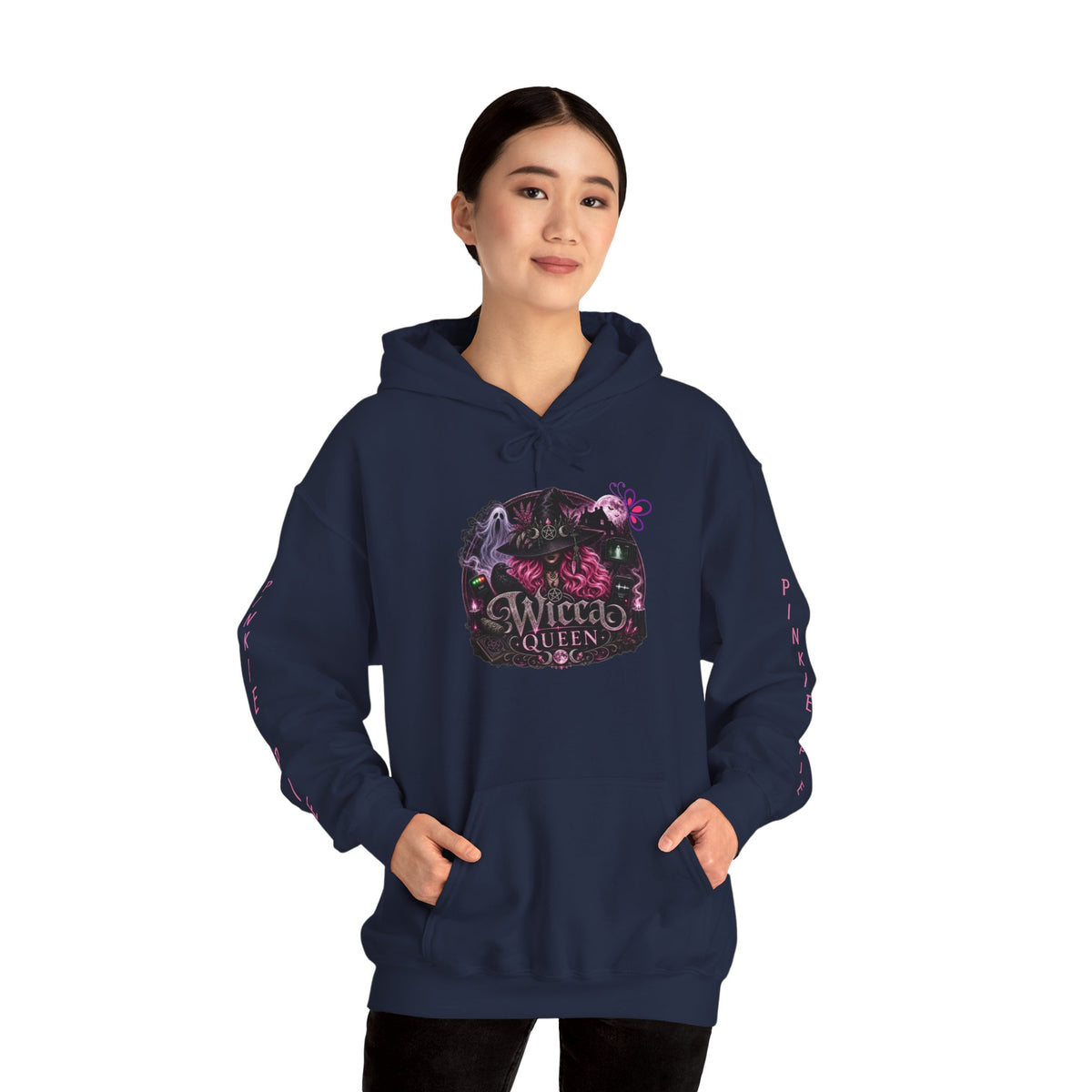 Wicca Queen Hoodie - Gothic Witchy Sweatshirt with Floral Skull Design