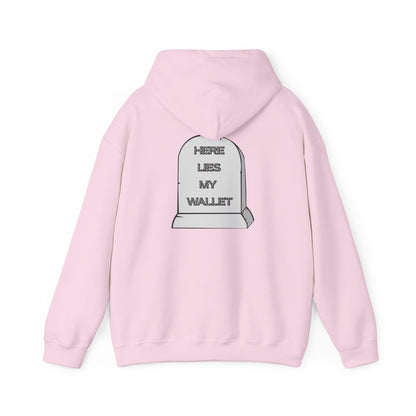 Hoodie - "Here Lies My Wallet" Tombstone Graphic Pullover
