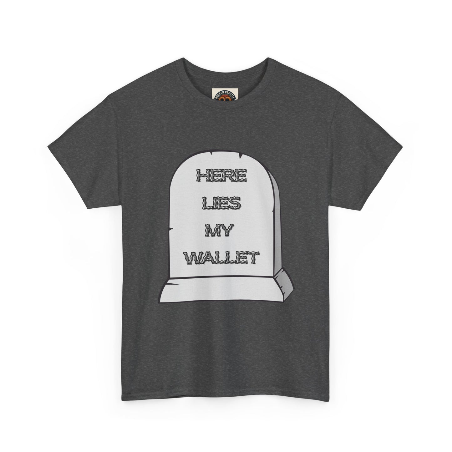 Here Lies My Wallet Tombstone T-Shirt — Funny Grim Reaper Money Joke Tee