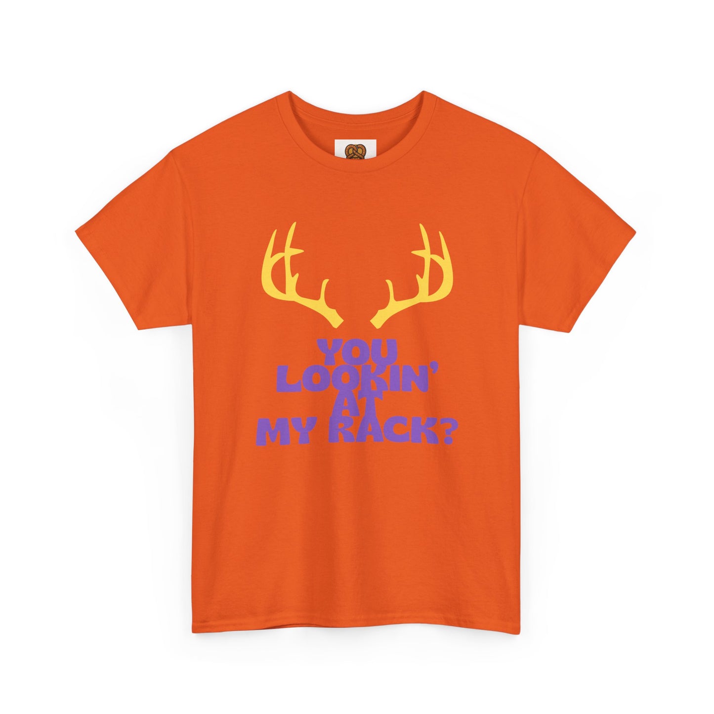 Funny Antler T-Shirt — "You Lookin' at My Rack?" Hunting Humor Tee