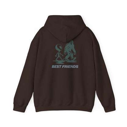 Best Friends Hoodie — Bigfoot & Alien Graphic Pullover