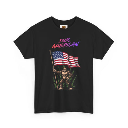 100% American T-Shirt — Retro Patriotic Flag Graphic Tee