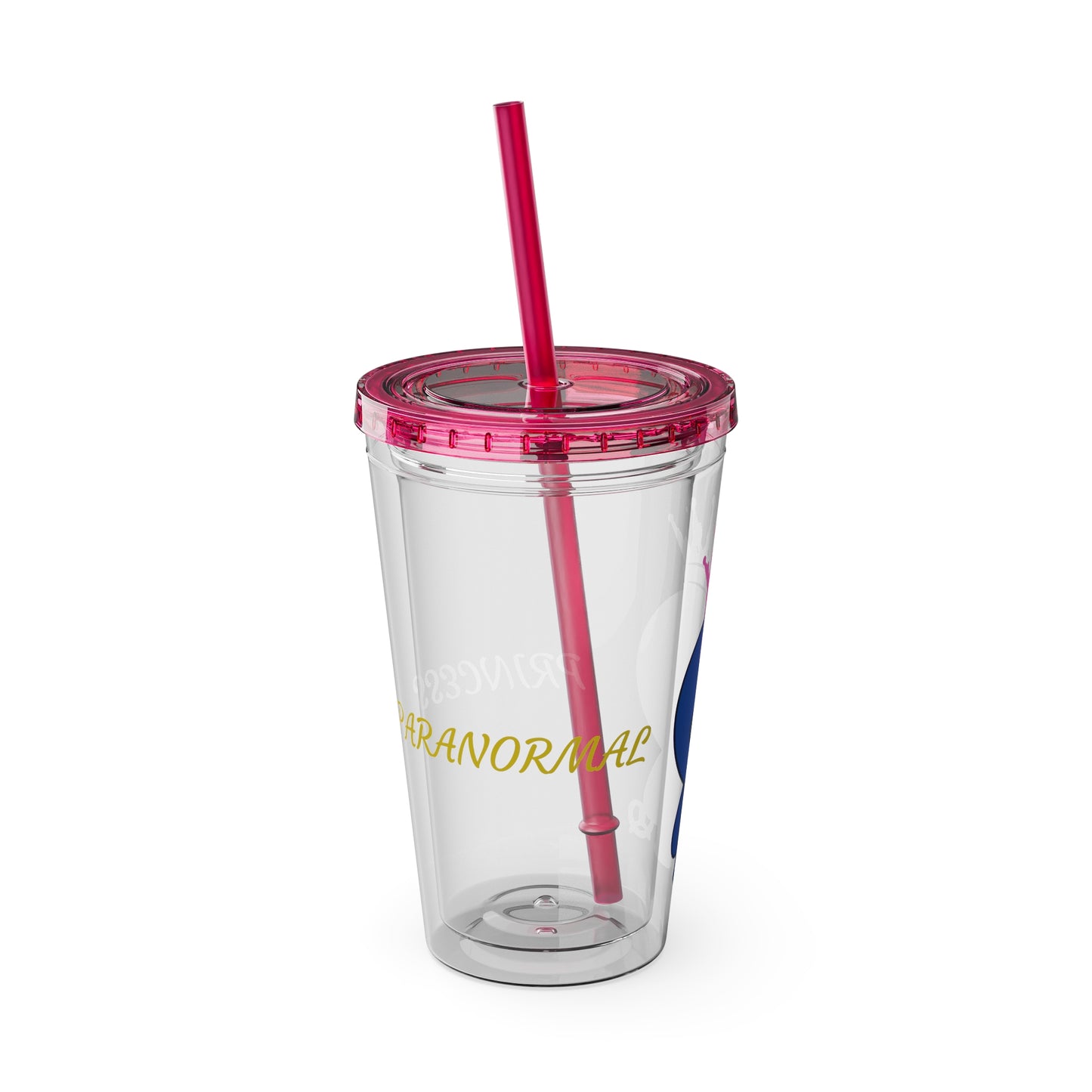16oz Acrylic Tumbler with Straw — Cute Purple Blue Character 'Paranormal' Drink Cup