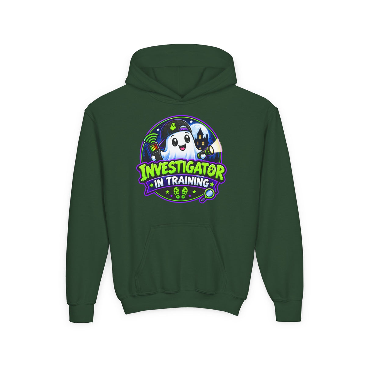Youth Hoodie — "Investigator in Training" Cute Ghost Detective Kids Pullover