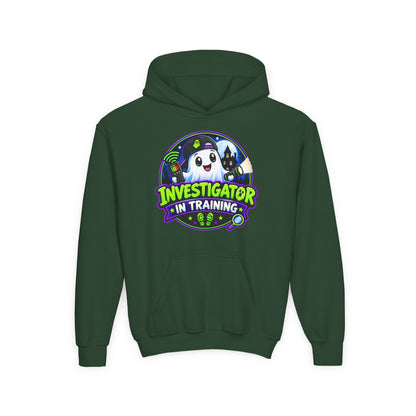 Youth Hoodie — "Investigator in Training" Cute Ghost Detective Kids Pullover
