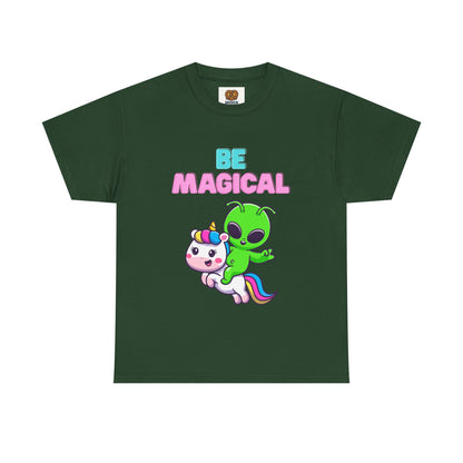 Be Magical Alien Riding Unicorn T-Shirt — Cute Kawaii Graphic Tee