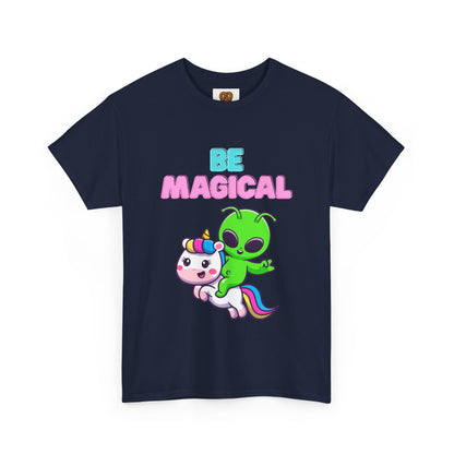 Be Magical Alien Riding Unicorn T-Shirt — Cute Kawaii Graphic Tee