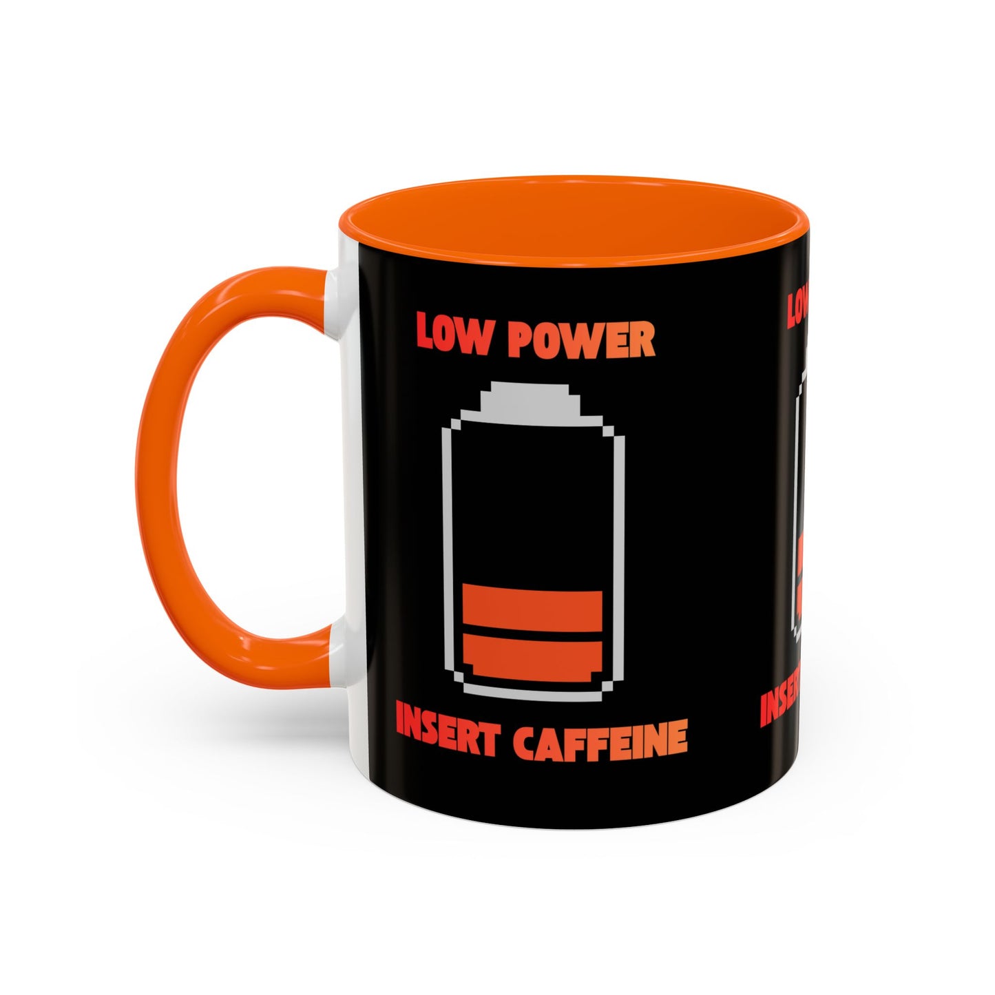 Coffee Mug — "Low Power, Insert Caffeine" Retro Battery Design