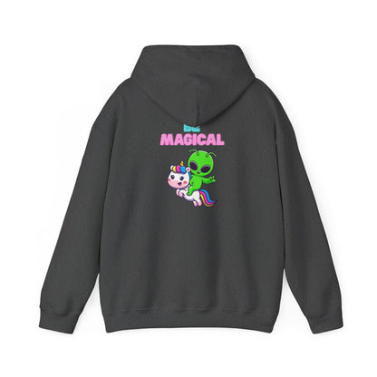 Magical Alien Riding Unicorn Hoodie — Cute Pastel Space Fantasy Sweatshirt