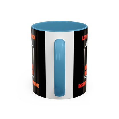 Coffee Mug — "Low Power, Insert Caffeine" Retro Battery Design
