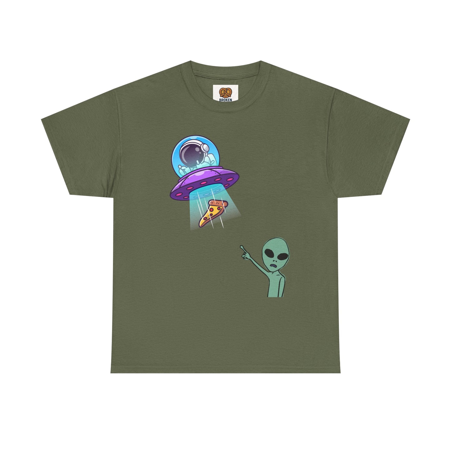 Alien Abduction Pizza T‑Shirt — Funny UFO Graphic Tee
