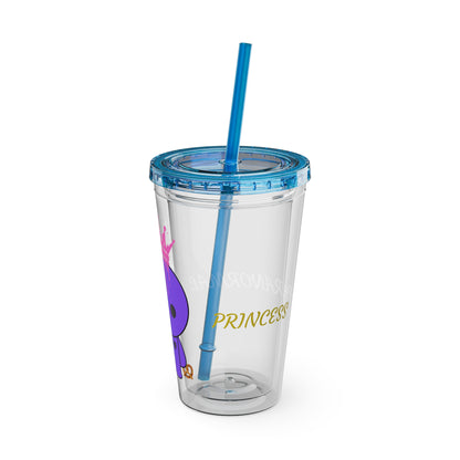 16oz Acrylic Tumbler with Straw — Cute Purple Blue Character 'Paranormal' Drink Cup