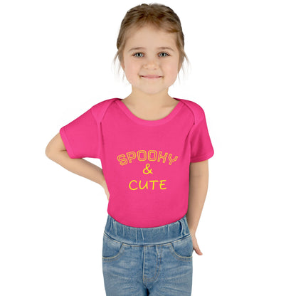 Infant Bodysuit - "Spooky & Cute" Halloween Baby Onesie (Orange)
