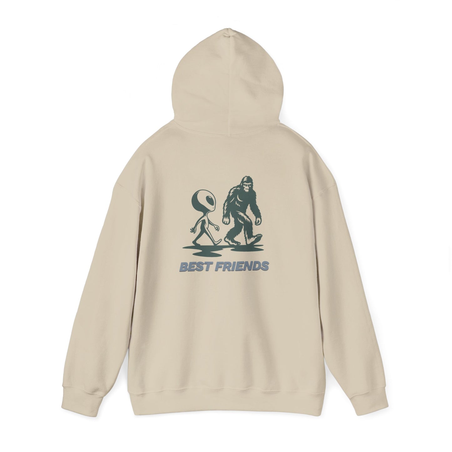 Best Friends Hoodie — Bigfoot & Alien Graphic Pullover