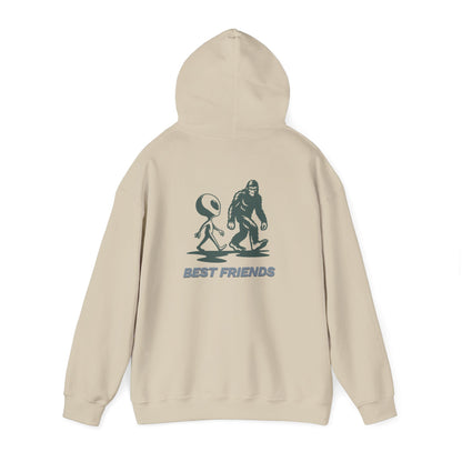 Best Friends Hoodie — Bigfoot & Alien Graphic Pullover