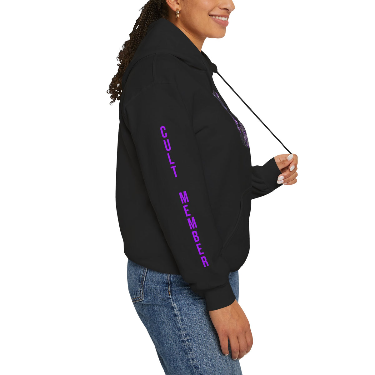 Witchy Black Hoodie - "Wicca Queen" Gothic Witch Cat Pullover