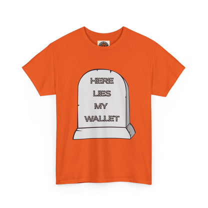 Here Lies My Wallet Tombstone T-Shirt — Funny Grim Reaper Money Joke Tee