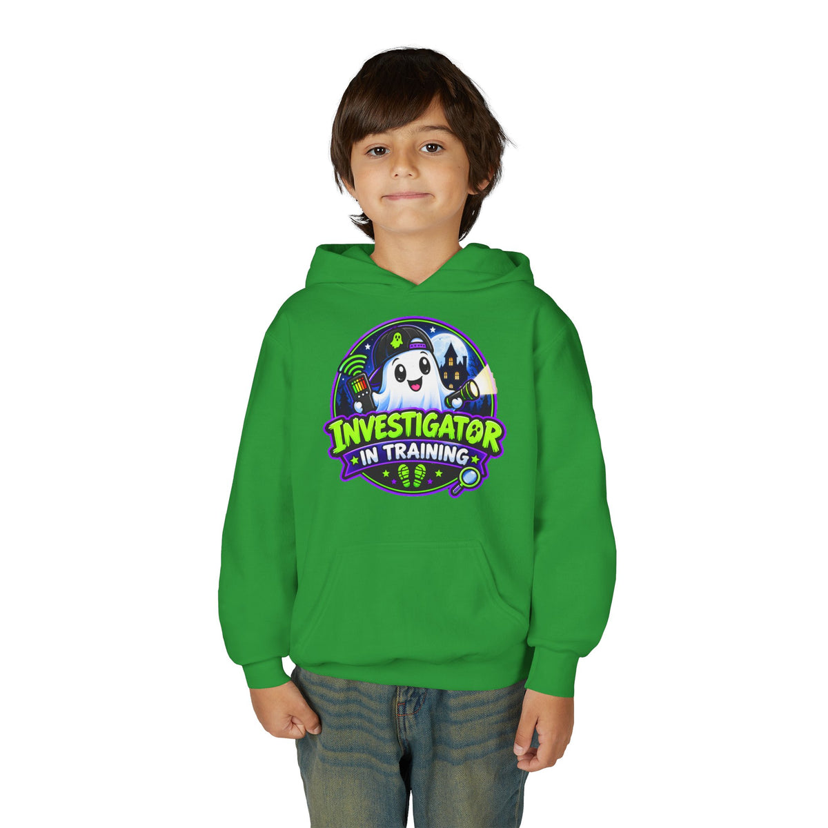 Youth Hoodie — "Investigator in Training" Cute Ghost Detective Kids Pullover