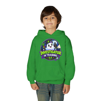 Youth Hoodie — "Investigator in Training" Cute Ghost Detective Kids Pullover