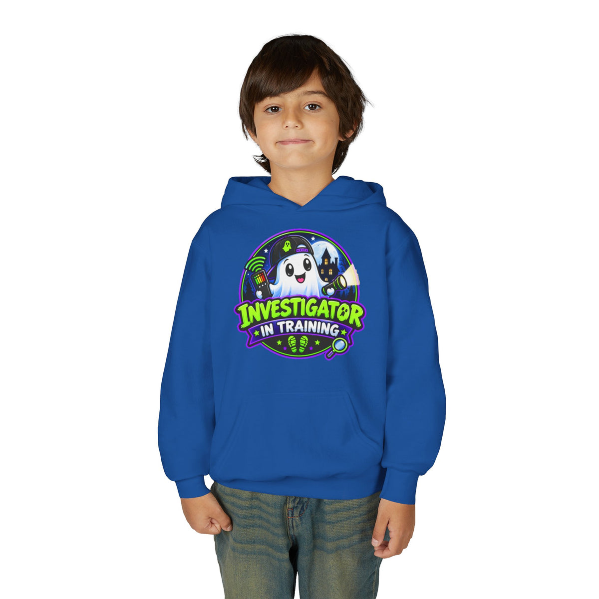 Youth Hoodie — "Investigator in Training" Cute Ghost Detective Kids Pullover