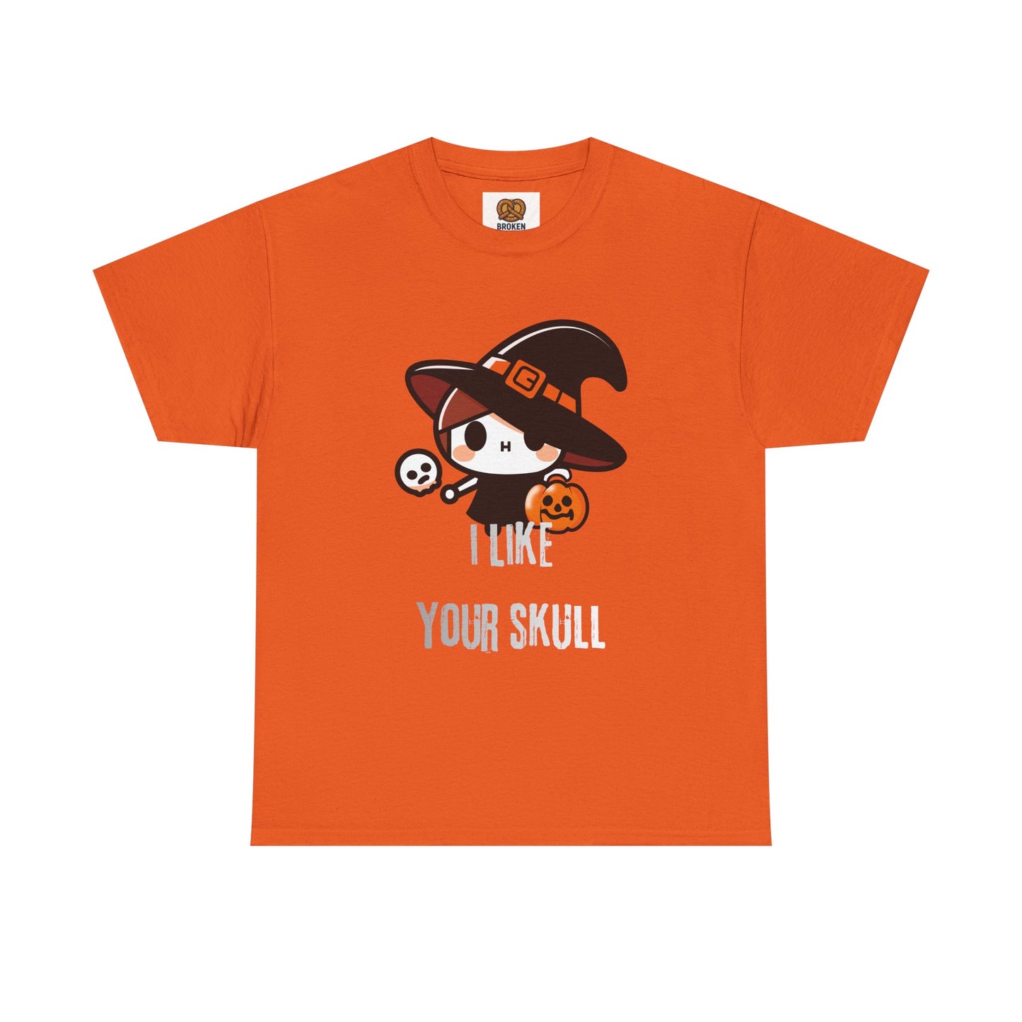 Halloween Witch Skull Tee — "I Like Your Skull" Cute Spooky Graphic T-Shirt