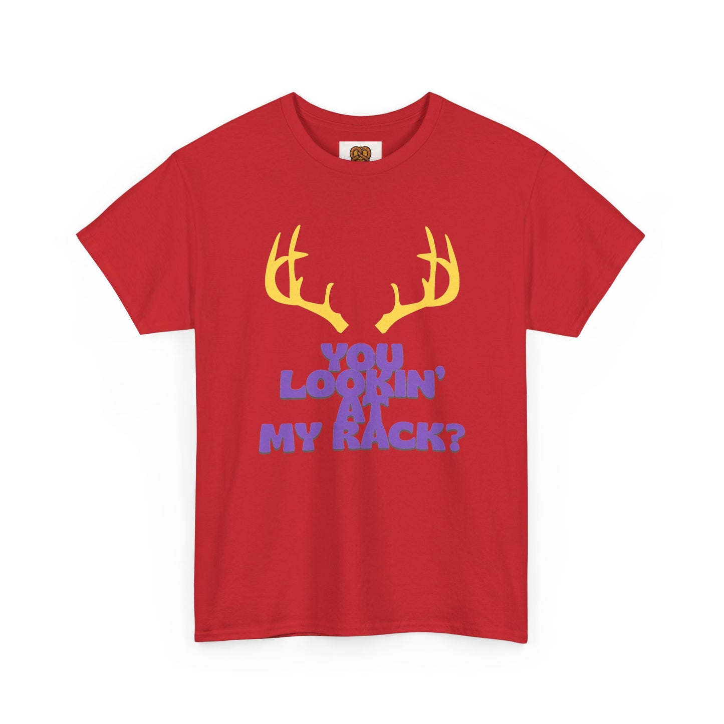 Funny Antler T-Shirt — "You Lookin' at My Rack?" Hunting Humor Tee