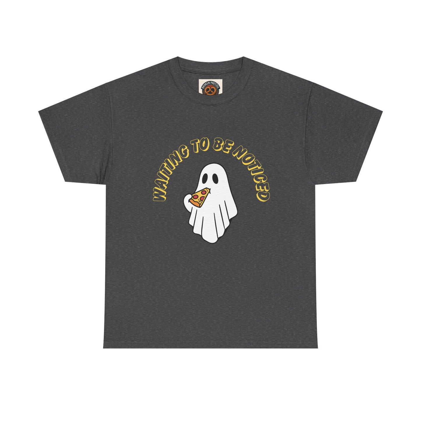 Ghost Holding Pizza "Waiting to Be Noticed" T‑Shirt