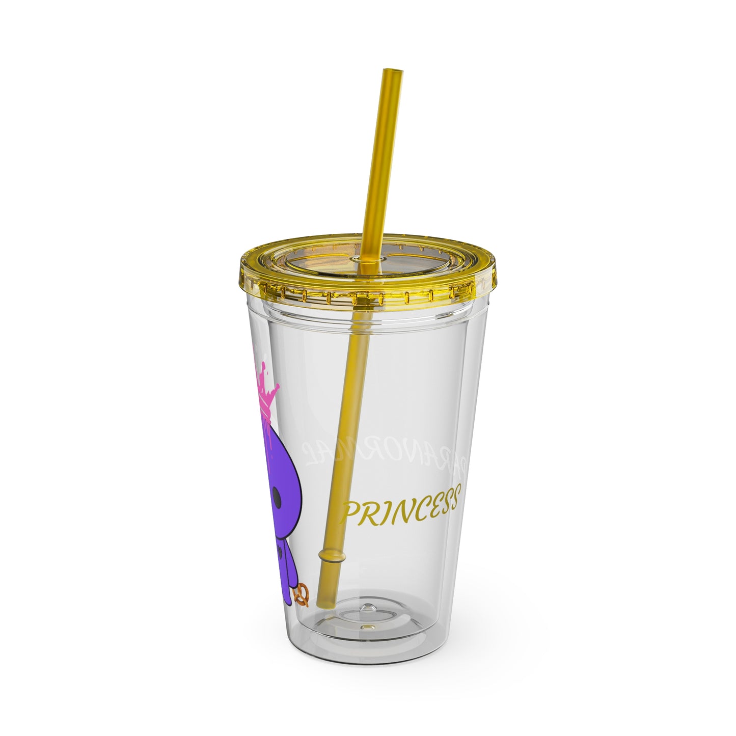 16oz Acrylic Tumbler with Straw — Cute Purple Blue Character 'Paranormal' Drink Cup