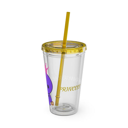 16oz Acrylic Tumbler with Straw — Cute Purple Blue Character 'Paranormal' Drink Cup