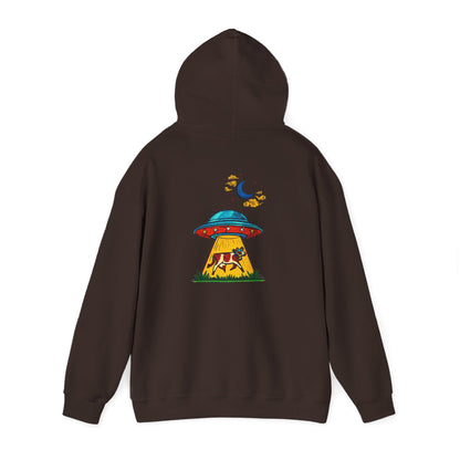 Alien UFO Abduction Hoodie — Colorful Retro Spaceship Graphic