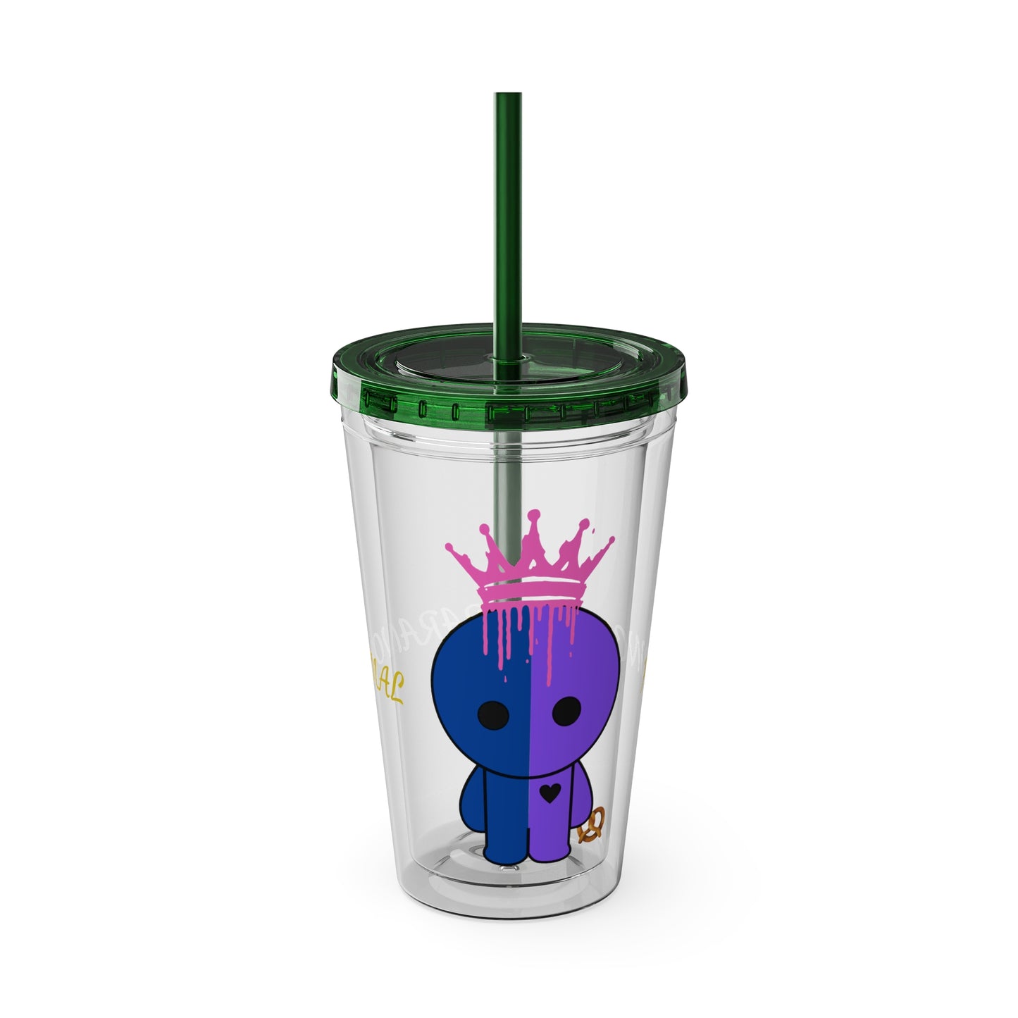 16oz Acrylic Tumbler with Straw — Cute Purple Blue Character 'Paranormal' Drink Cup