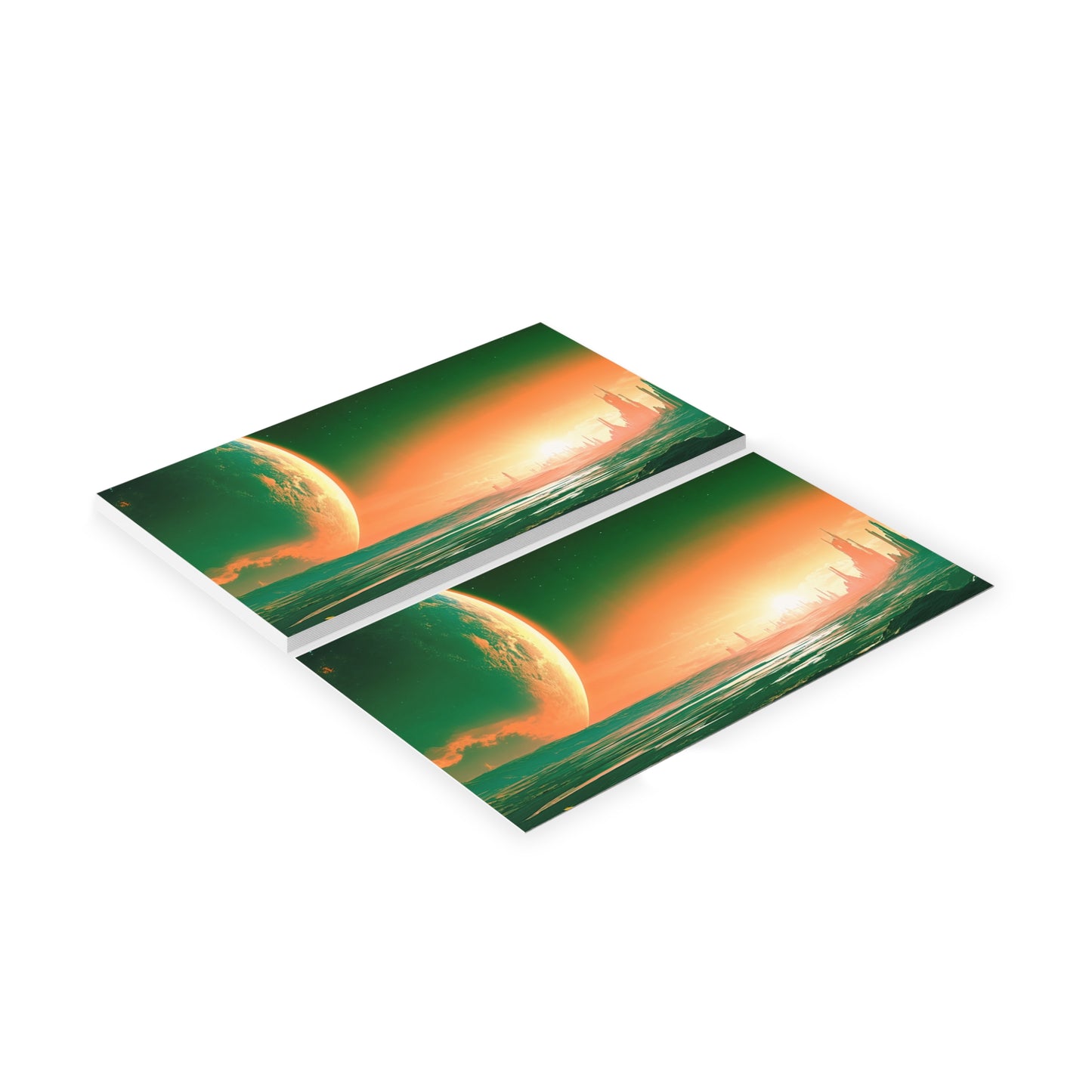 Sci‑Fi Landscape Business Cards — Futuristic Planet Sunset Design