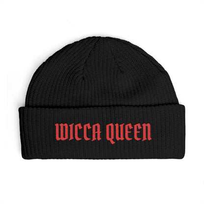 Witch Queen Cuff Beanie — Gothic Embroidered Winter Hat