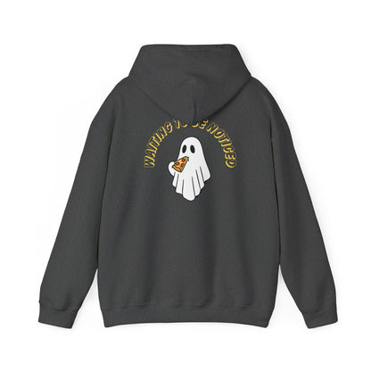 Ghost Eating Pizza Hoodie — Walking Is Overrated Graphic Sweatshirt