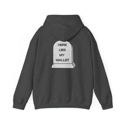 Hoodie - "Here Lies My Wallet" Tombstone Graphic Pullover