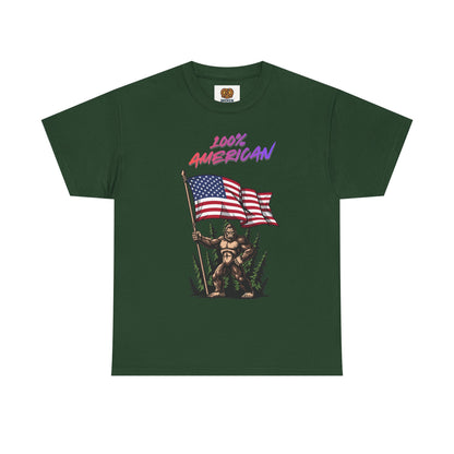100% American T-Shirt — Retro Patriotic Flag Graphic Tee