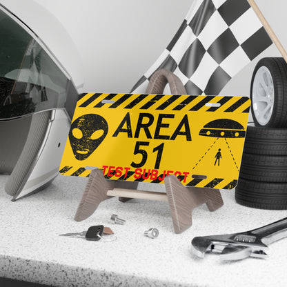 Area 51 'Test Subject' Vanity Plate – Alien UFO License Tag