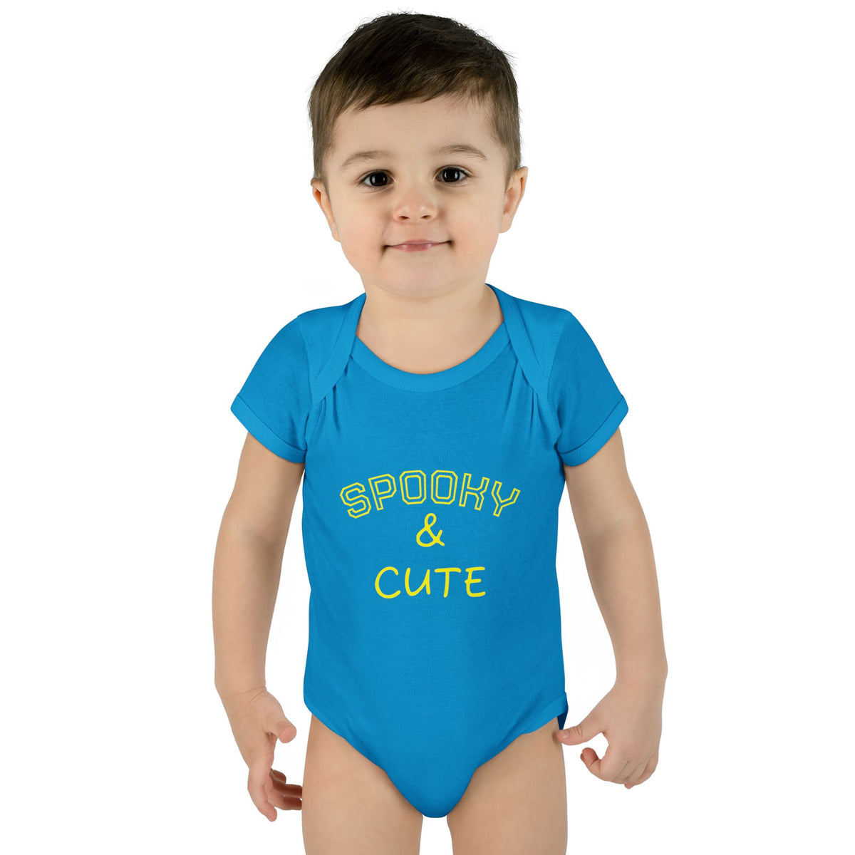 Infant Bodysuit - "Spooky & Cute" Halloween Baby Onesie (Orange)