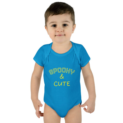 Infant Bodysuit - "Spooky & Cute" Halloween Baby Onesie (Orange)