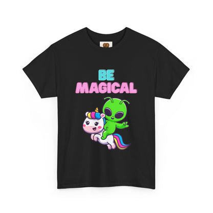 Be Magical Alien Riding Unicorn T-Shirt — Cute Kawaii Graphic Tee