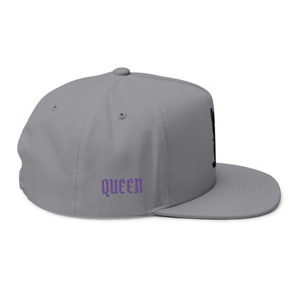 Witchy Cat Embroidered Cap — "Wicca Queen" Flat Bill Snapback