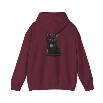 Witchy Cat Hoodie — 'Wicca Queen' Crescent Moon & Black Cat Spiritual Pullover