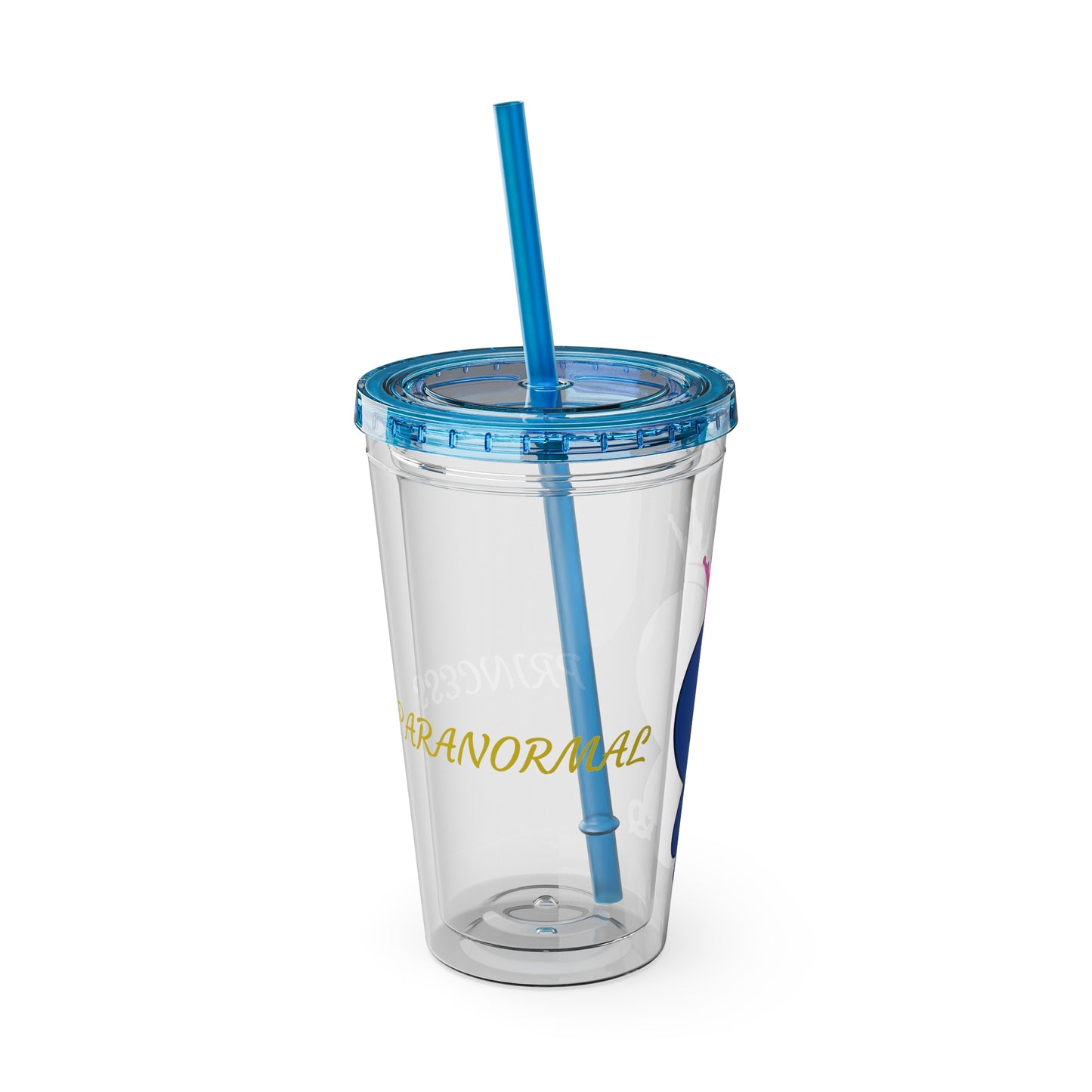 16oz Acrylic Tumbler with Straw — Cute Purple Blue Character 'Paranormal' Drink Cup