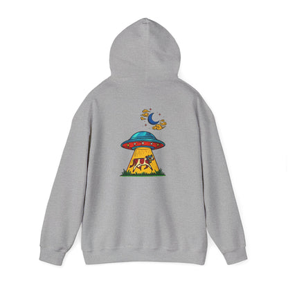 Alien UFO Abduction Hoodie — Colorful Retro Spaceship Graphic