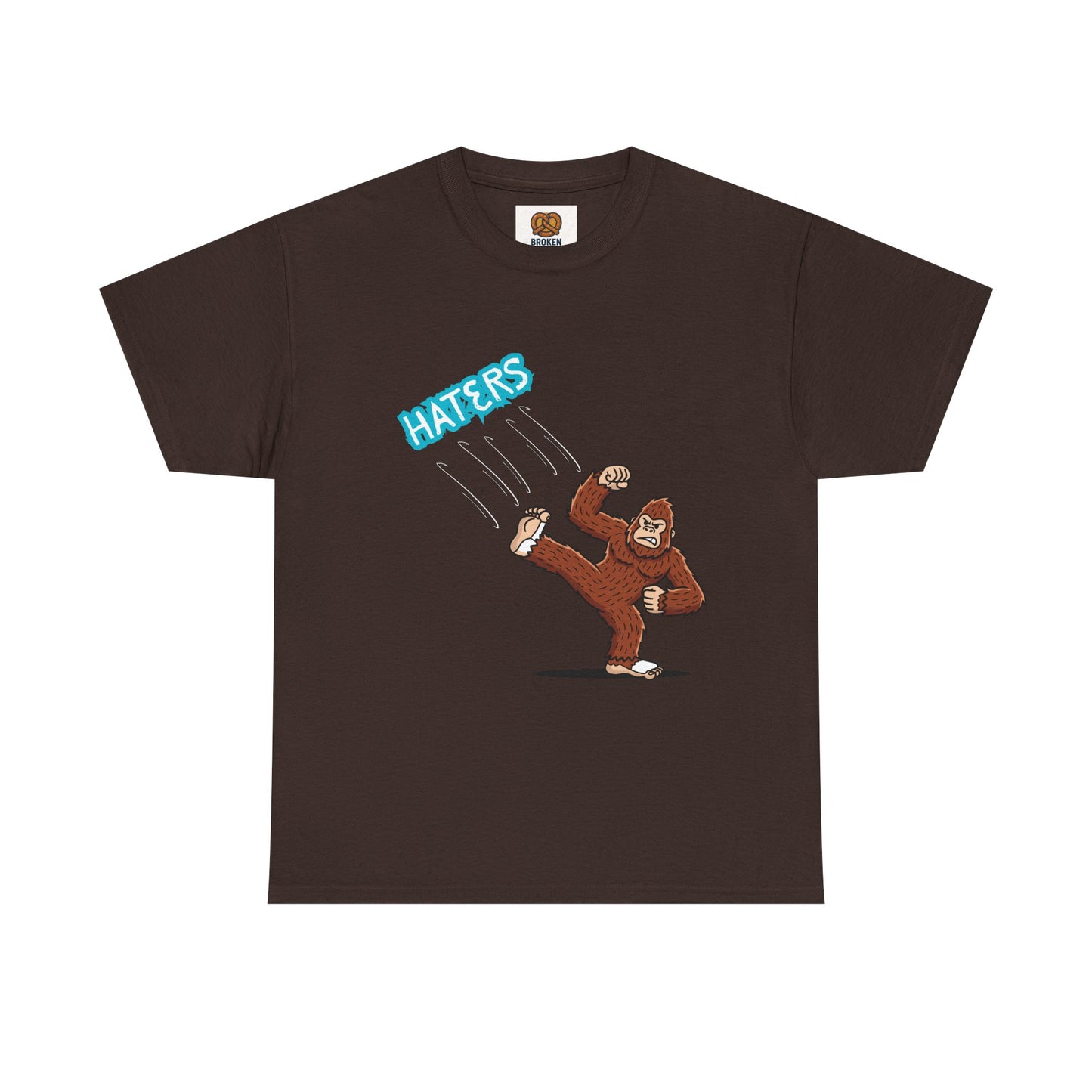 Bigfoot Kicking Haters Tee — Funny Sasquatch Graphic T-Shirt