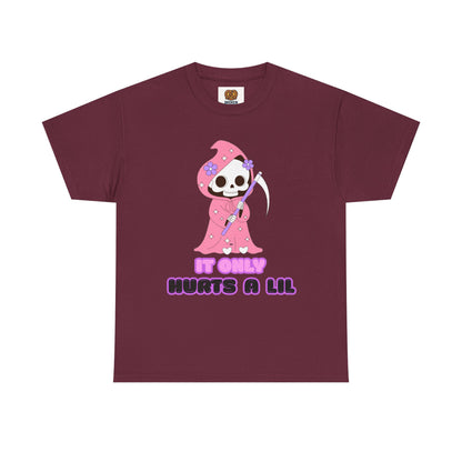 It Only Hurts A Lil Grim Reaper Tee — Cute Goth Skull T-Shirt