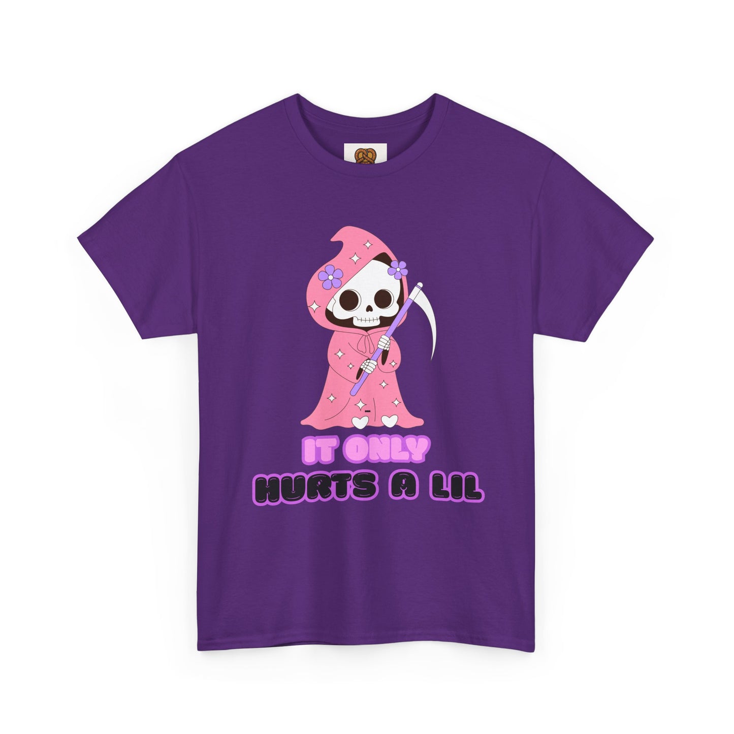 It Only Hurts A Lil Grim Reaper Tee — Cute Goth Skull T-Shirt
