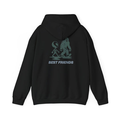 Best Friends Hoodie — Bigfoot & Alien Graphic Pullover